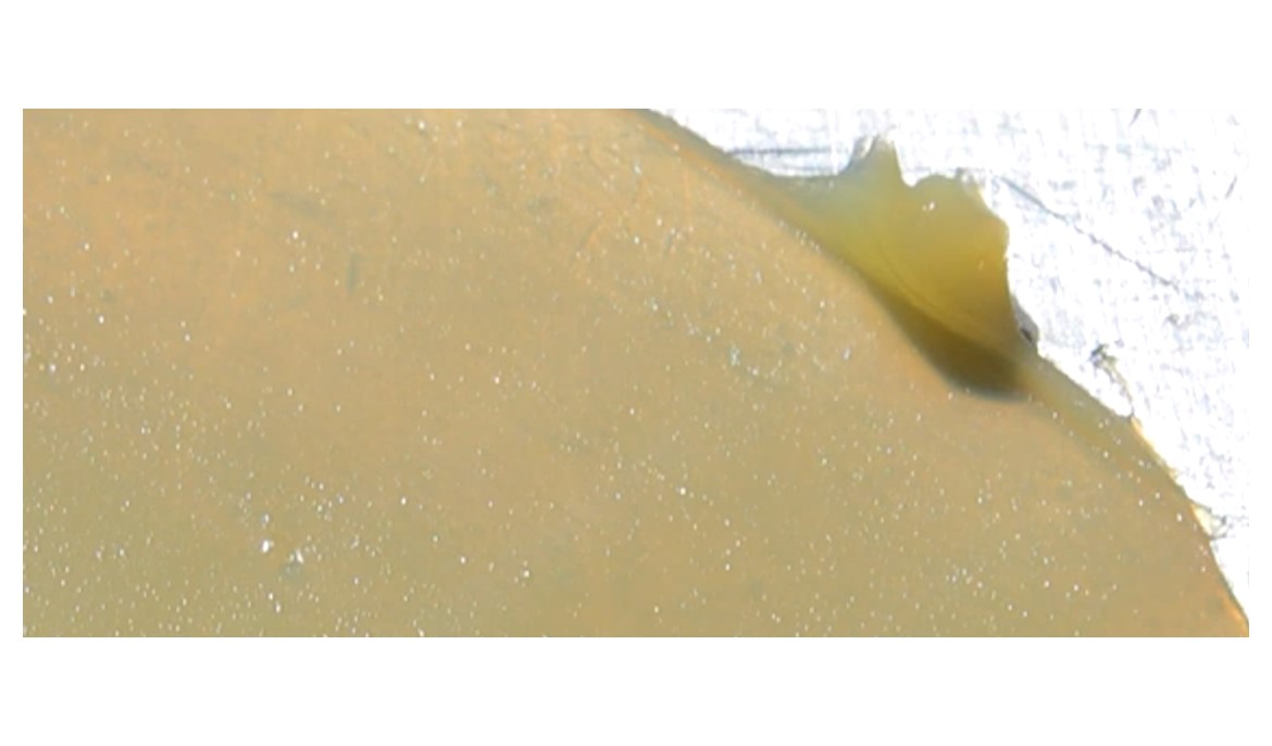 Close view of yellow grease spread on a light background