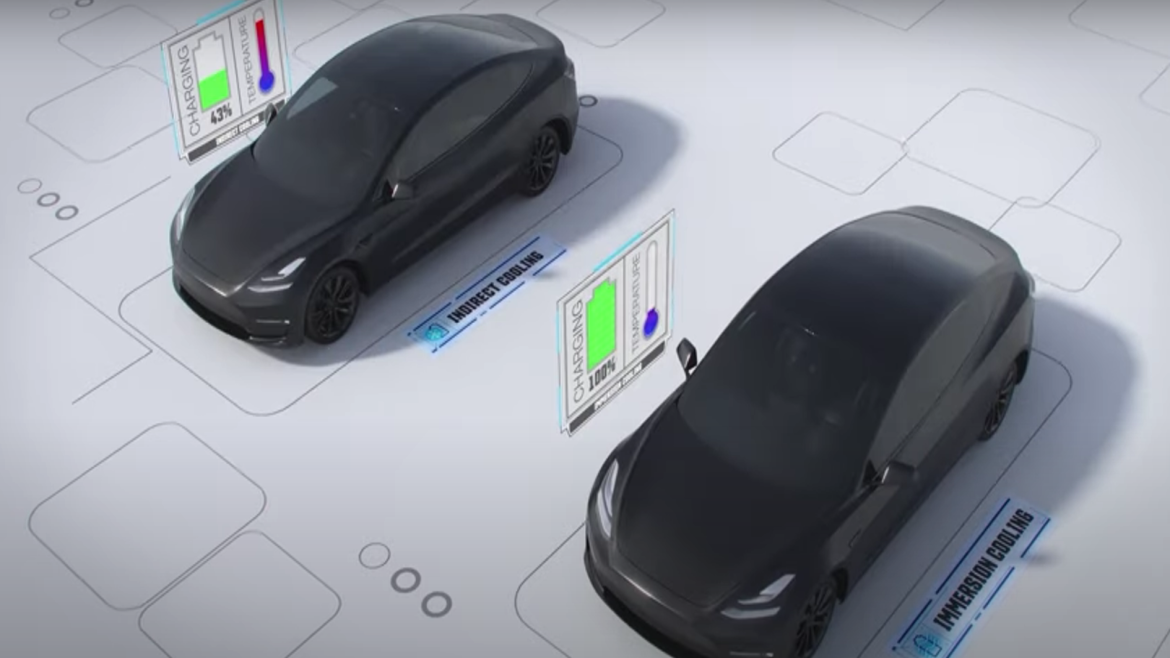 Animation of two electric vehicles at charging stations